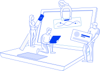 Illustration of people building a website